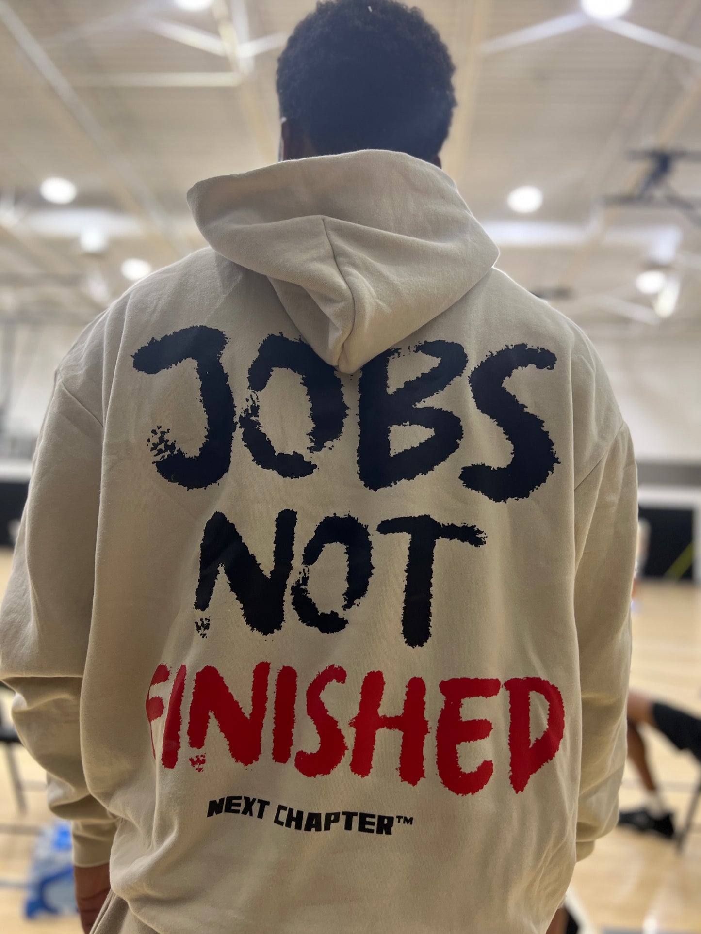 JOBS NOT FINISHED Heavy Weight Hoodie Creme