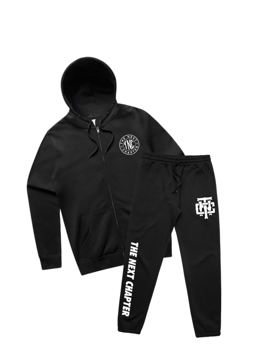 Zip Hoodie and Sweat Pants Black