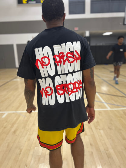 NO RISK NO STORY Heavy Weight Box Tee BLK