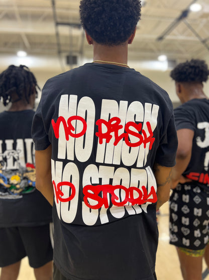 NO RISK NO STORY Heavy Weight Box Tee BLK